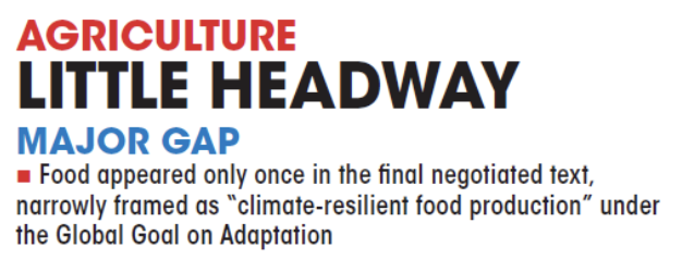 agriculture little headway